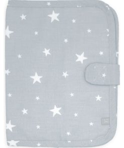 Protège carnet de santé bébé en coton, Étoiles - Gris