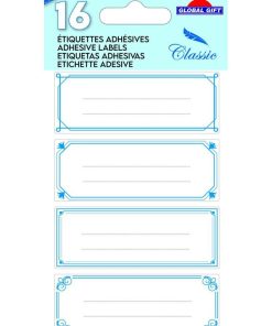 16 étiquettes adhésives scolaires - Filigrane - Bleu - N/A