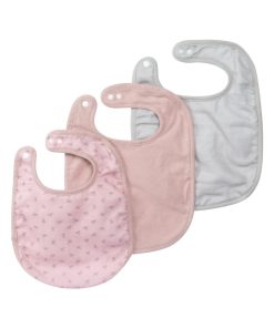 ROBA Lot 3 Bavoirs en Coton Bio 'Lil Planet' Ajustable - Certifié Gots - Rose/gris - Gris Rose