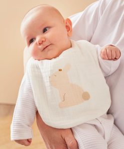 Lot De 3 Bavoirs En Mousseline De Coton Bio Lina Et Joy - Bleu