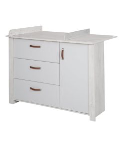 ROBA Commode à Langer "Mila" avec Plan Amovible - Fermeture Progressive - Hauteur à langer 90,5 cm - Gris clair