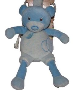 doudou Babynat Ours Bleu  Hochet - Bleu