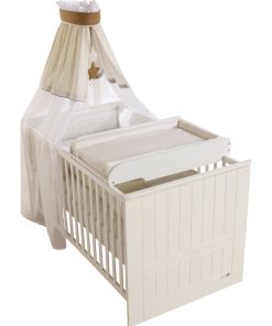 ROBA Plan À Langer + Matelas "Vichy Beige" - À Mettre Sur Le Dessus Des Lits De Bébé - Blanc