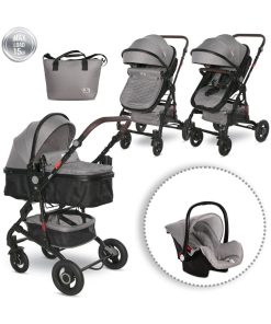 Poussette combinée trio 3 en 1 - siège auto 0m – nacelle – Alba – gris - Gris