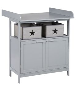 ROBA Commode à langer "Hamburg" à 2 Portes + 2 boîtes de rangement – blanc - Gris