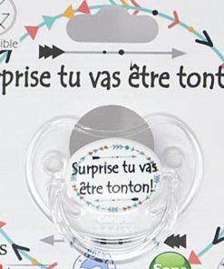 Sucette " Surprise tu vas être tonton " - Blanc