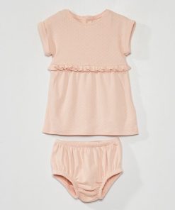 Robe en maille pointelle avec bloomer - Rose
