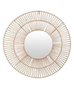 Miroir rond en corde D50 - Beige