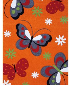 Tapis salon 160x230 BUTTERFLY Orange OEKO TEX idéal pour Chambre - Orange