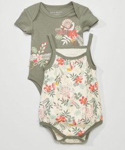 Lot de 2 bodies 'Petit Beguin' - Kaki/beige