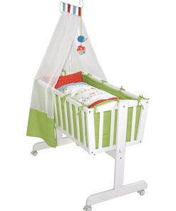 ROBA Berceau Waldhochzeit 40x90 cm + Équipement Complet - Bois Laqué Blanc - Blanc