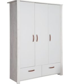 ROBA Armoire "Mila" 3 portes et 2 tiroirs – gris / blanc - Gris clair