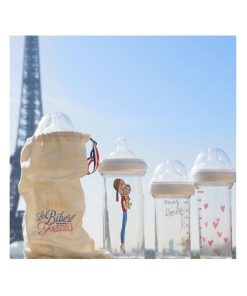 Lot de 3 biberons anti colique gigogne My love by Soledad (360 ml et 210 ml) - Blanc