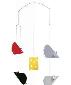 flensted Mobiles' Cheesemice Rouge Gris - Jaune