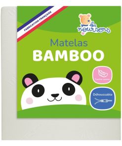 Matelas Bébé/enfant Bamboo - 70x140 Cm - Déhoussable - Garantie 2 Ans - Fabrication Française - Blanc