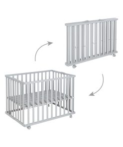 ROBA Parc Pliant 74 x 100 cm + Roues à Freins - Hauteur Réglable - Taupe - Gris