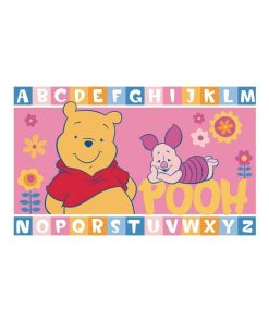 Tapis enfant 50x80 WINNIE ALPHABET Rose lavable 30°C idéal pour Chambre - Rose