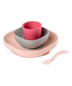 Coffret repas en silicone rose (4 pièces) - Gris Rose