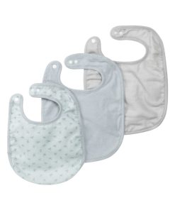 ROBA Lot 3 Bavoirs en Coton Bio 'Lil Planet' Ajustable - Certifié Gots - Bleu clair/gris - Bleu Gris clair
