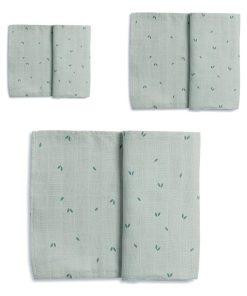 Lot 3 langes en mousseline de coton bio Organic Green (3 tailles) - Ecru
