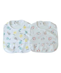 Lot de 2 bavoirs imperméables, Poire - Blanc