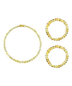 Box collier bébé et 2 bracelets Adulte - Ambre - Lemon - Jaune