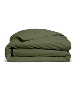 Bleu Câlin - Housse de couette unie Percale de coton 80 fils/m² - Kaki