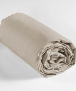 Drap housse cm uni coton bio 57 fils Biolina taupe - Beige