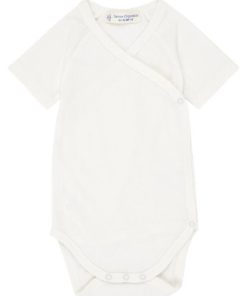 Body Bébé Manches Courtes Écru en Coton Bio - Blanc