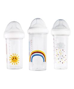 Lot de 3 biberons anti colique gigognes Rainbow Arc-en-ciel (360 ml et 210 ml) - Multicolore
