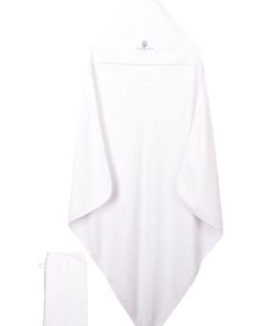 Eveil Et Nature Cape De Bain Et Gant Coton Bio - Blanc
