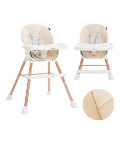 Chaise Haute Évolutive en Bois - 3 en 1 – 6 mois jusqu’à 5 ans - réhausseur - beige - Beige
