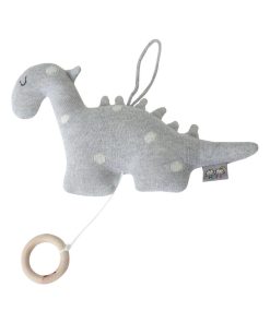 Veilleuse musicale en tricot de coton, DINO - Gris
