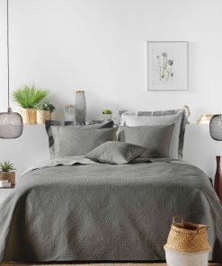 Couvre lit matelasse Collection Romano - gris anthracite
