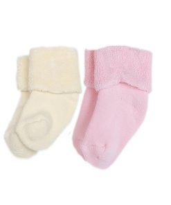 Chaussettes bébé en coton éponge bouclette biologique lot de 2 paires - Rose