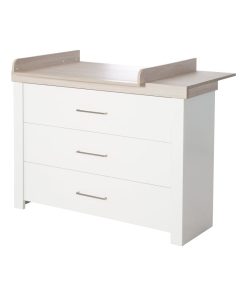 ROBA Commode à langer "Lucy" avec Plan Amovible - 3 Tiroirs à Fermeture Amortie - Hauteur 90 cm - Blanc