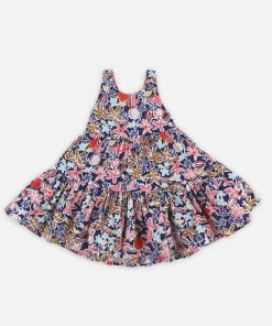 Robe Fines Bretelles Fleurie - Rose