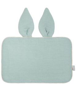Oreiller plat lapin en gaze de coton, Jeanne - Vert d'eau