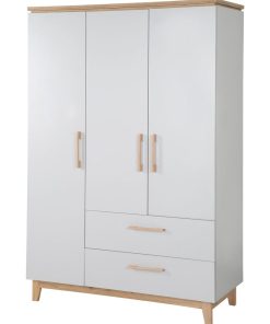 ROBA Armoire "Caro" 3 portes et 2 tiroirs à fermeture progressive - Gris clair
