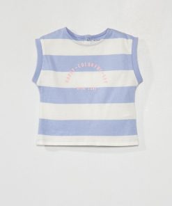 Tee-shirt à rayures avec message fantaisie - rayé bleu