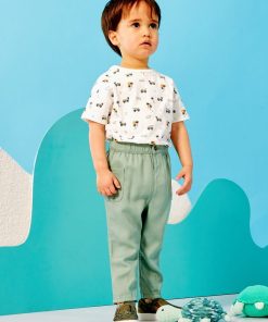 Pantalon avec larges poches plaquées - vert gris