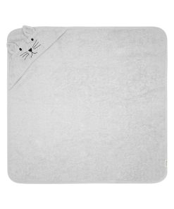 Cape de bain chat en coton - Gris