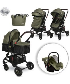 Poussette combinée trio 3 en 1 - siège auto 0m – nacelle – Alba – vert - Vert