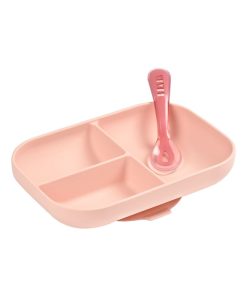 Coffret assiette à compartiments et cuillère rose - Rose