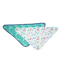Lot de 2 bavoirs bandanas Tropical Naissance - Bleu turquoise