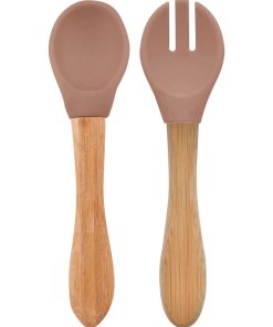 Set de couverts en bambou et silicone (lot de 2) - Marron caramel