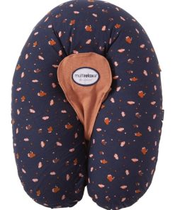 Candide - Coussin de maternité et d'allaitement Multirelax jersey fleurs/cassonade - Bleu Marron