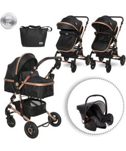 Poussette combinée trio 3 en 1 - siège auto 0m – nacelle – Alba – noir - Noir
