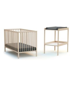 AT4 - Duo Lit Bébé et Table à Langer - Marron clair