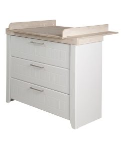 ROBA Commode à Langer "Helene" – avec Plan à Langer Amovible – 3 Tiroirs – blanc - Gris clair